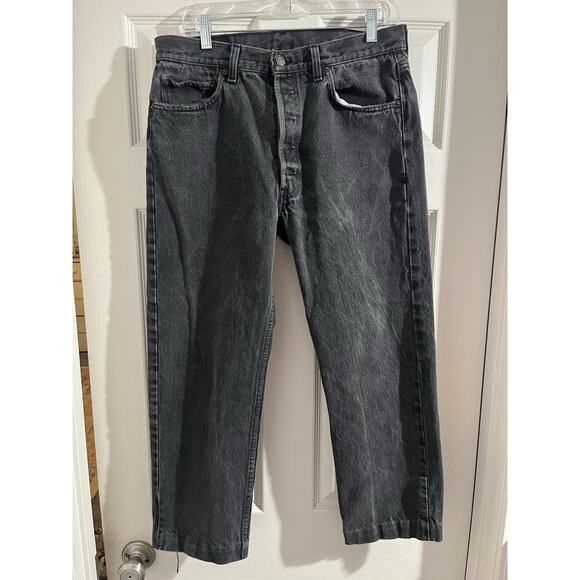 Vintage Levi’s 501-0660 90s Button Fly Black Denim USA 34W READ - Picture 1 of 11